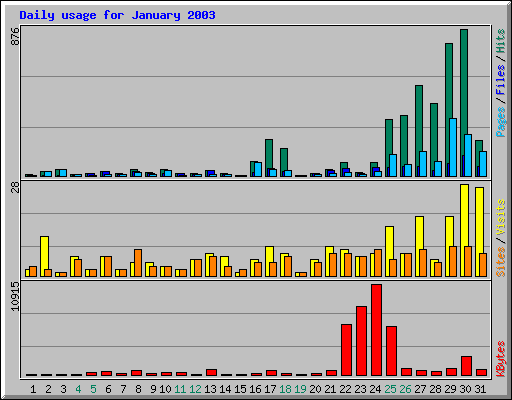 Daily usage for January 2003